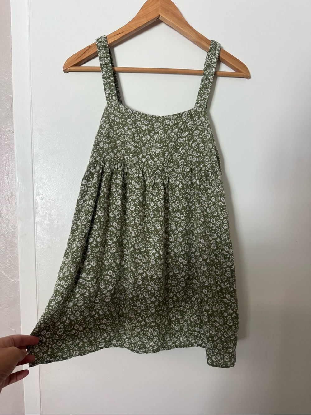 Women’s Olive Green Floral babydoll top - Brand Unspecified